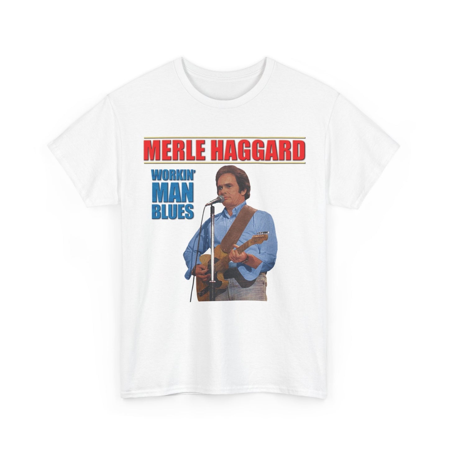 Merle Haggard Tshirt Vintage Country Retro Guitar Unisex Heavy Cotton Hank Jr