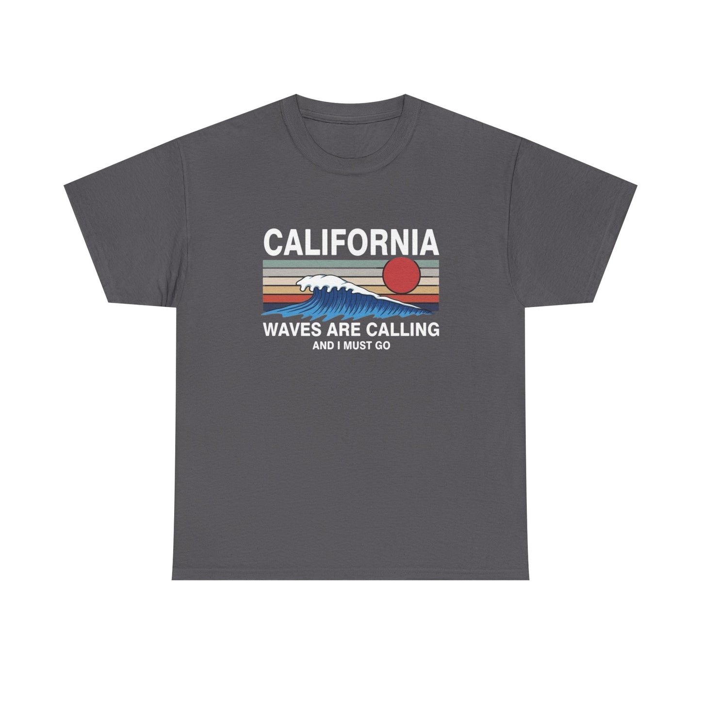 California Waves Are Calling Surfing Graphic T Shirt Unisex Adults NEW