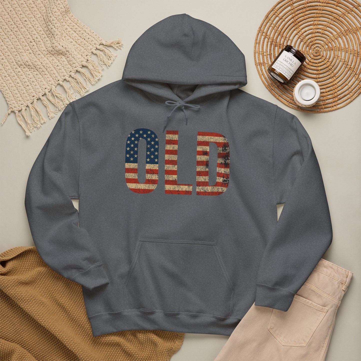 OLD American Flag Retro Graphic Hoodie Men's Heavy Blend™ Hooded Sweatshirt