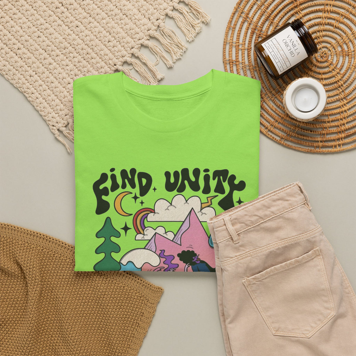 Find Unity In Community Graphic T Shirt Men's Heavy Cotton Tee