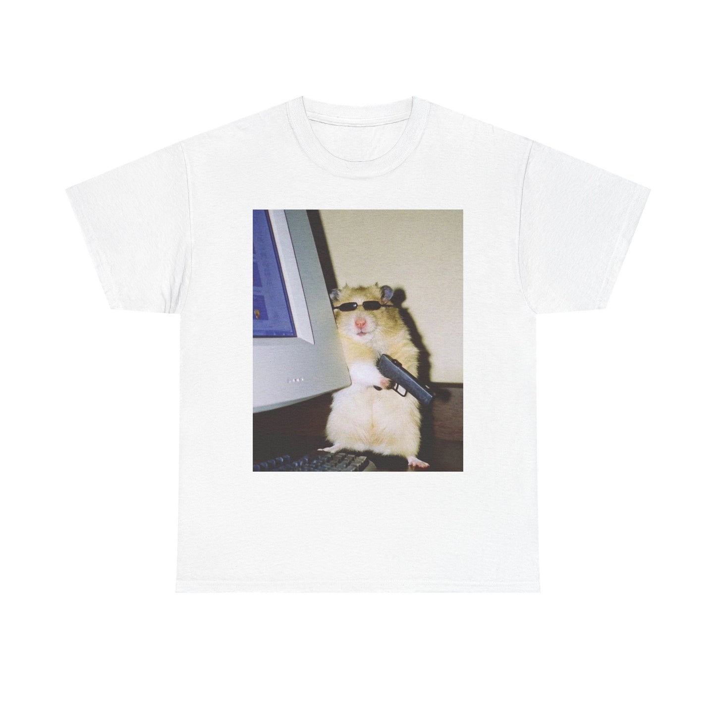 Funny Hamster Stick Up Meme Graphic T Shirt Unisex Heavy Cotton Tee BRAND NEW