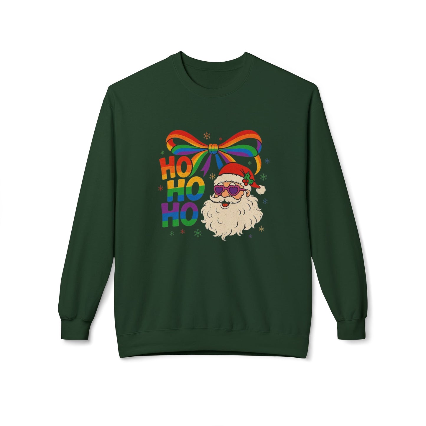 Rainbow Christmas Sweater NEW Unisex Fleece Crewneck Sweatshirt