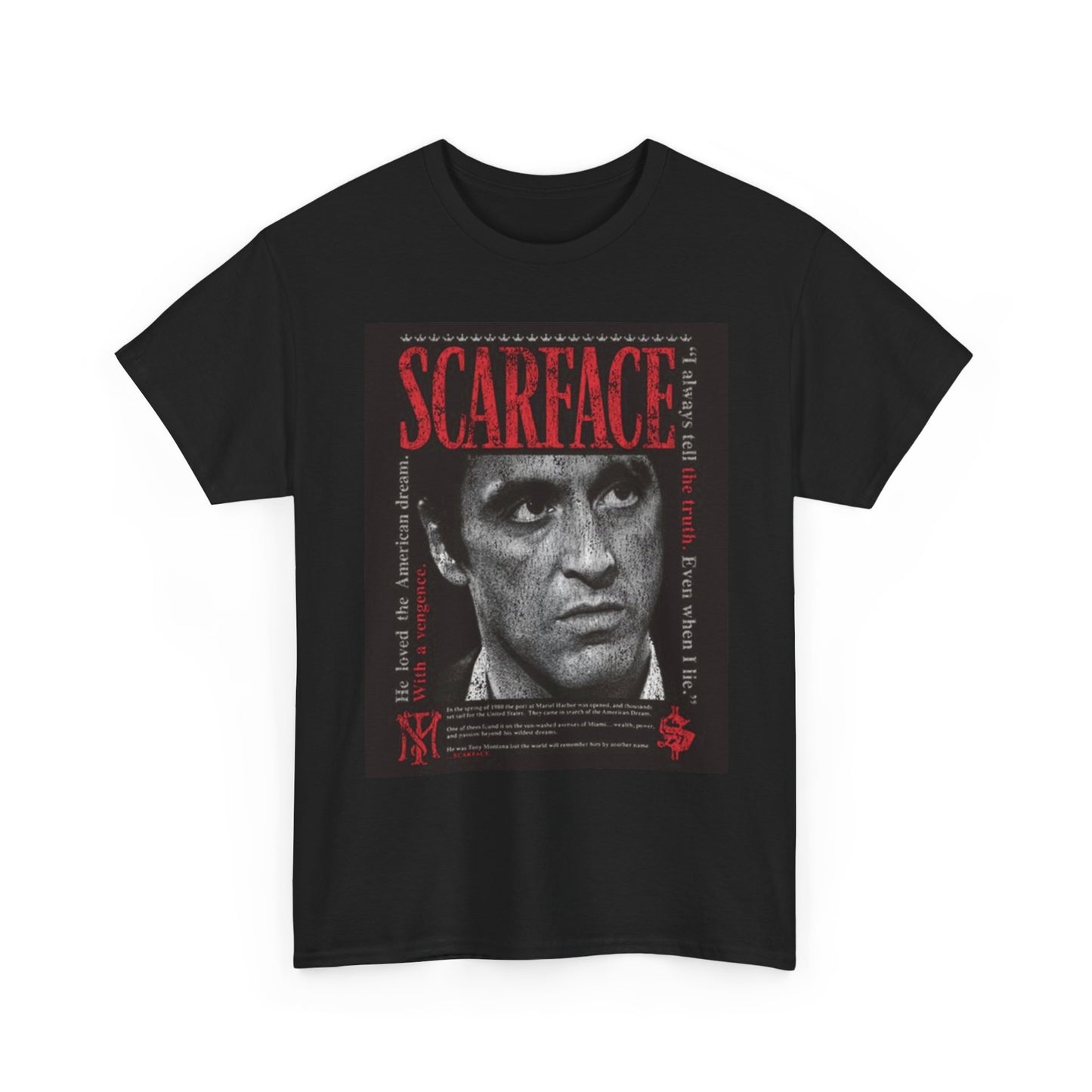 Scarface Vintage Miami Graphic T Shirt S-5XL NEW Unisex Heavy Cotton Tee