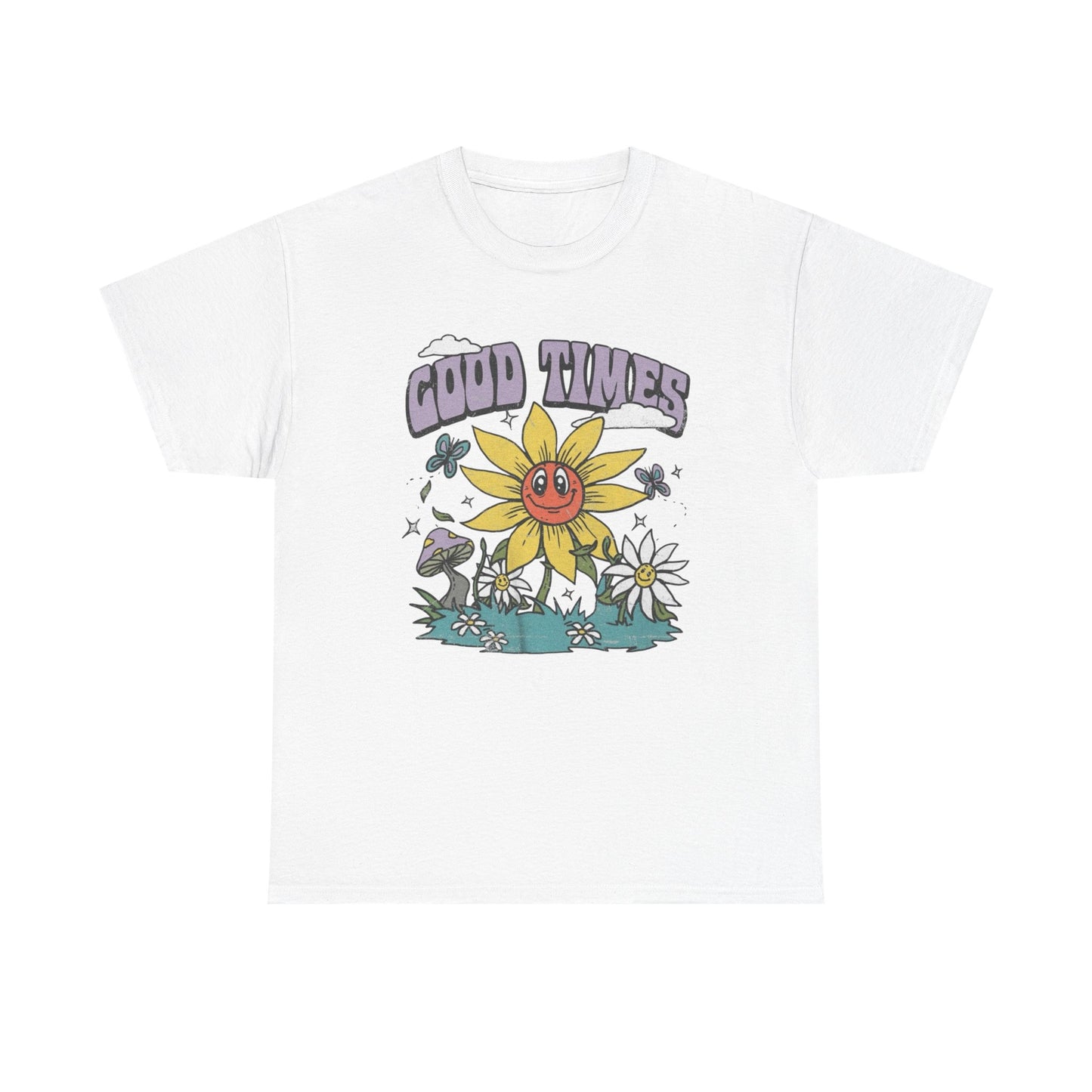 Good Times Sunflower Graphic T Shirt Unisex Heavy Cotton Tee