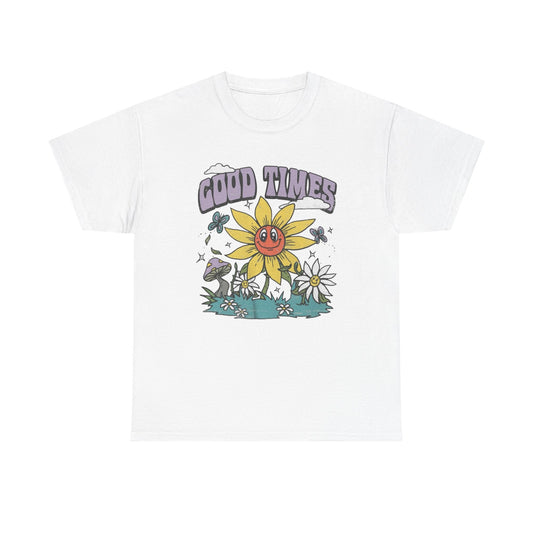 Good Times Sunflower Graphic T Shirt Unisex Heavy Cotton Tee