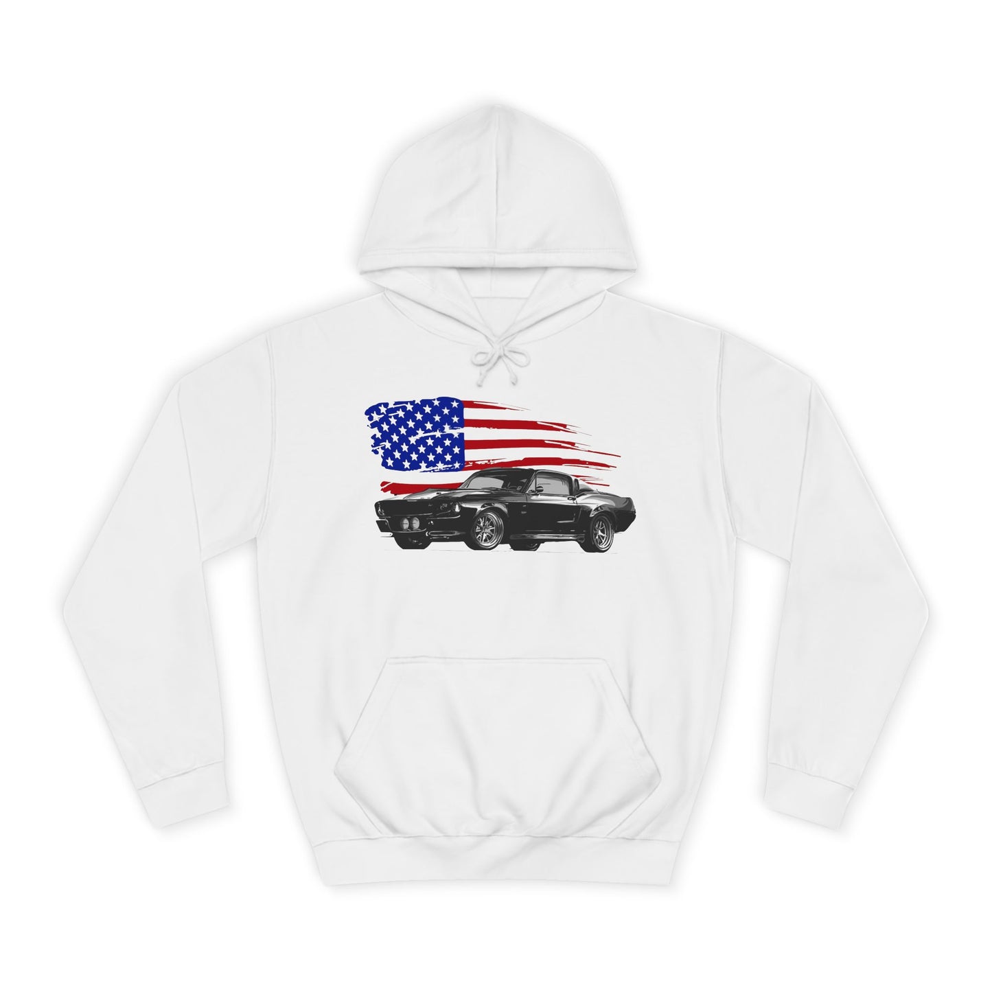 Mustang Hoodie Ford Vintage Retro American Flag Poster Unisex College Hoodie