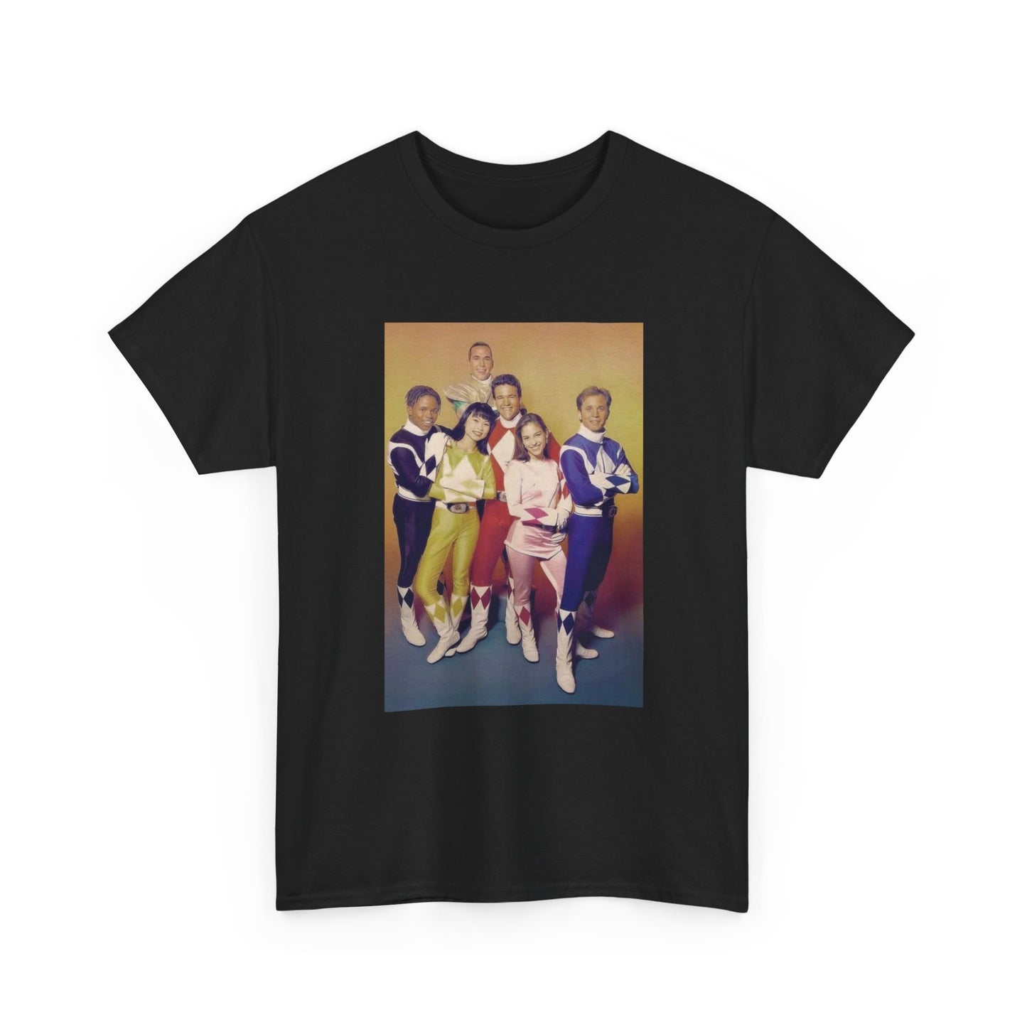Power Rangers Cast Tshirt Vintage 90s Kids Retro Tv Shows Unisex Heavy Cotton