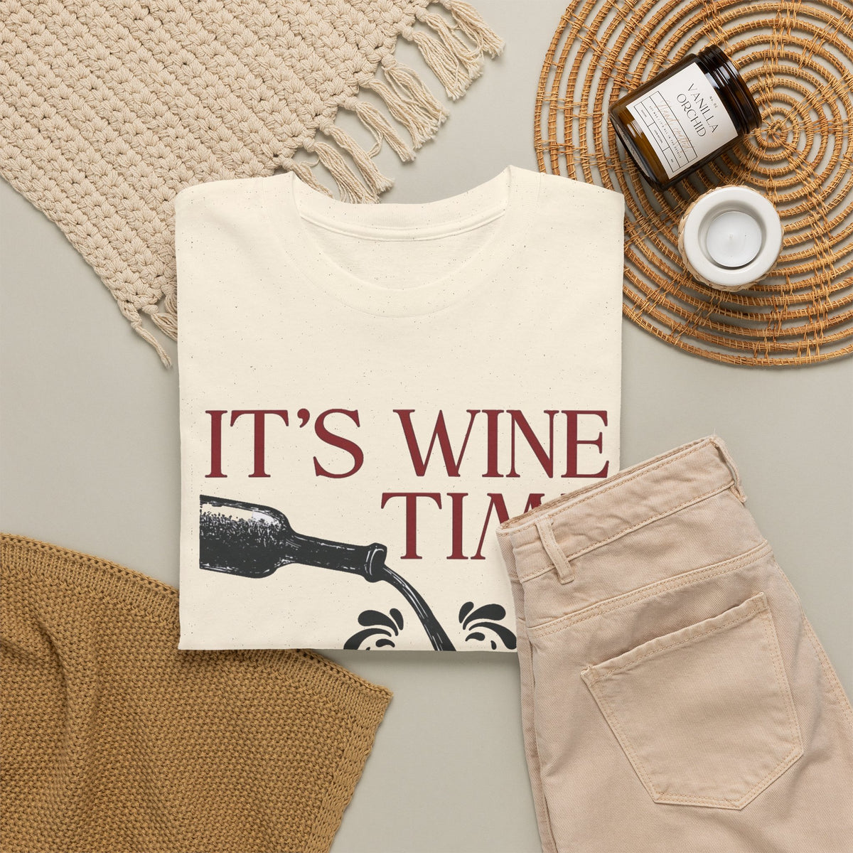It's Wine Time Every Day T-Shirt, Wine Bottle Chessboard Design Men's Graphic Tee