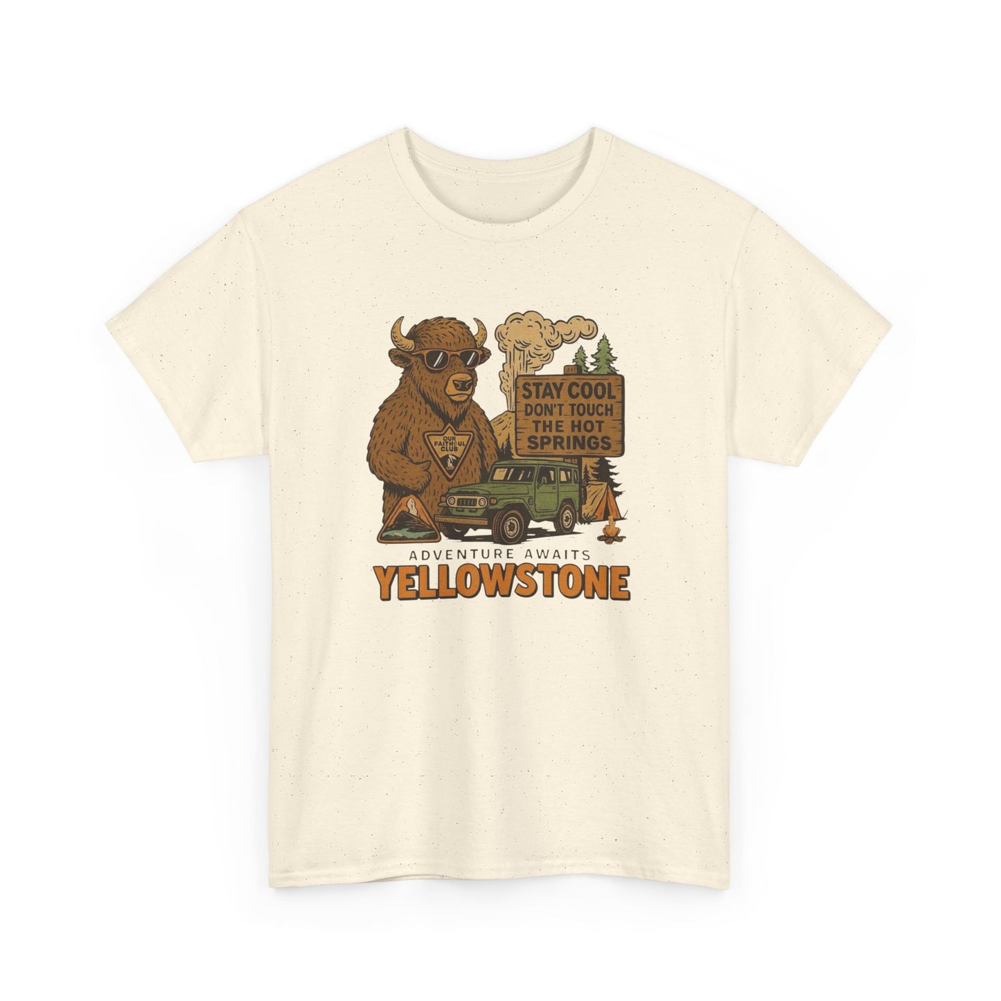 Adventure Awaits At Yellowstone Graphic T Shirt Unisex Heavy Cotton Tee