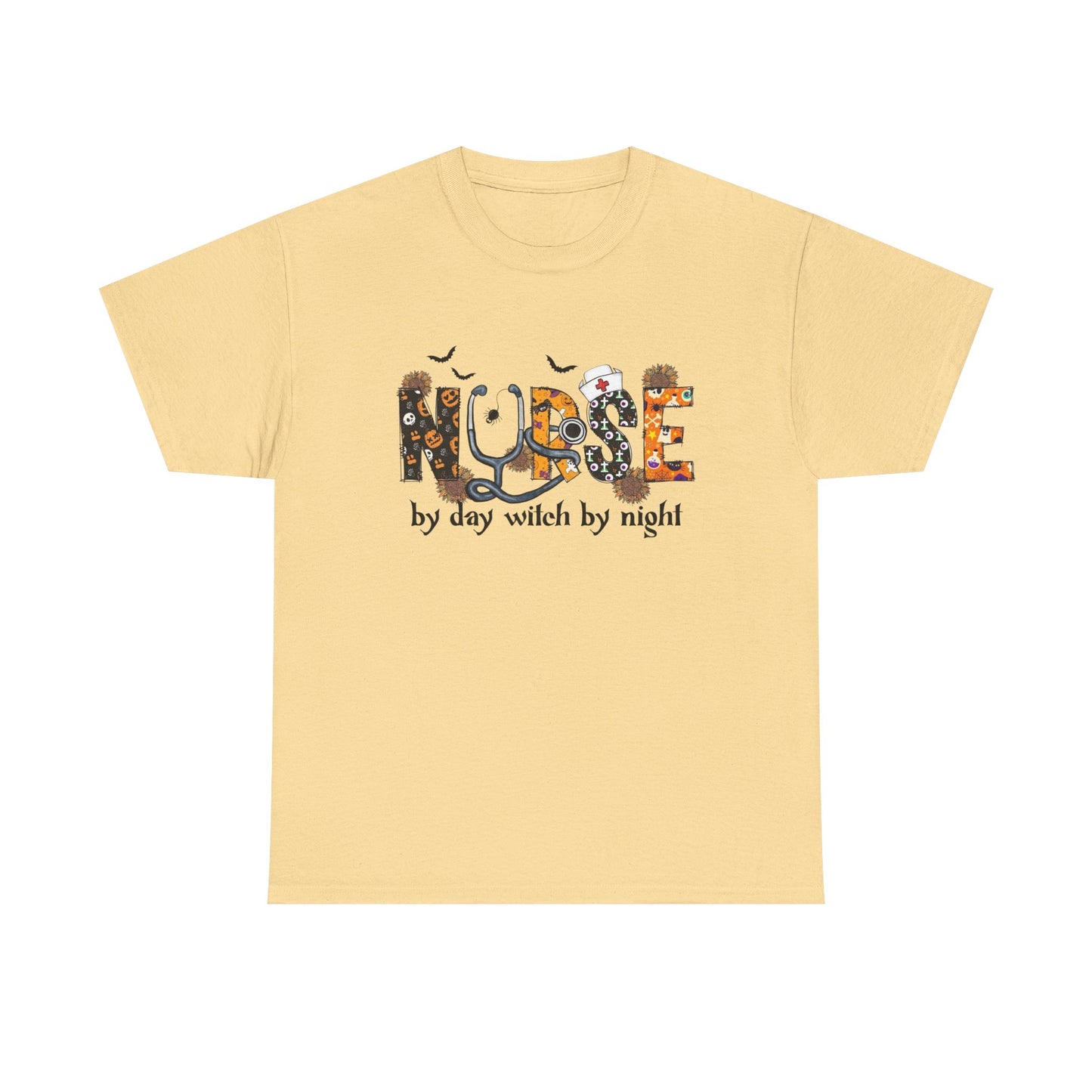 Nurse By Day Witch By Night Graphic T Shirt NEW Unisex Heavy Cotton Tee