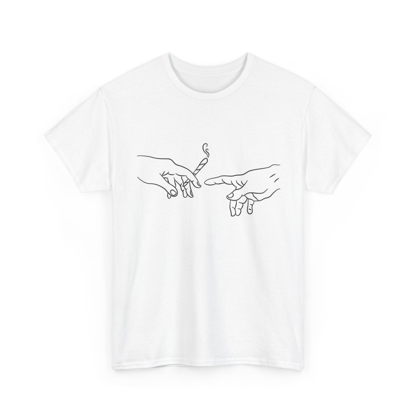 Michelangelo Tshirt Weed joint funny art painting Unisex Heavy Cotton Tee