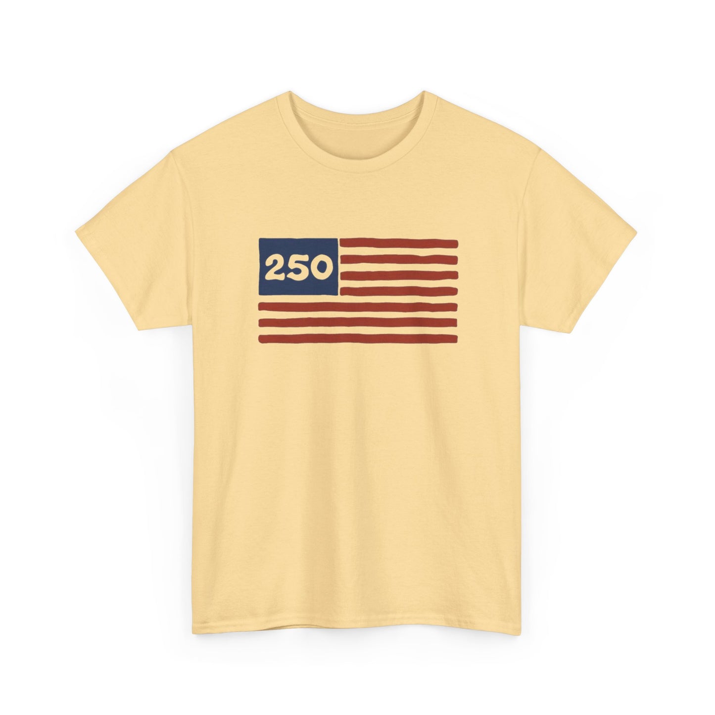 USA 250 American Flag Retro Graphic T Shirt Regular Men's Heavy Cotton Tee