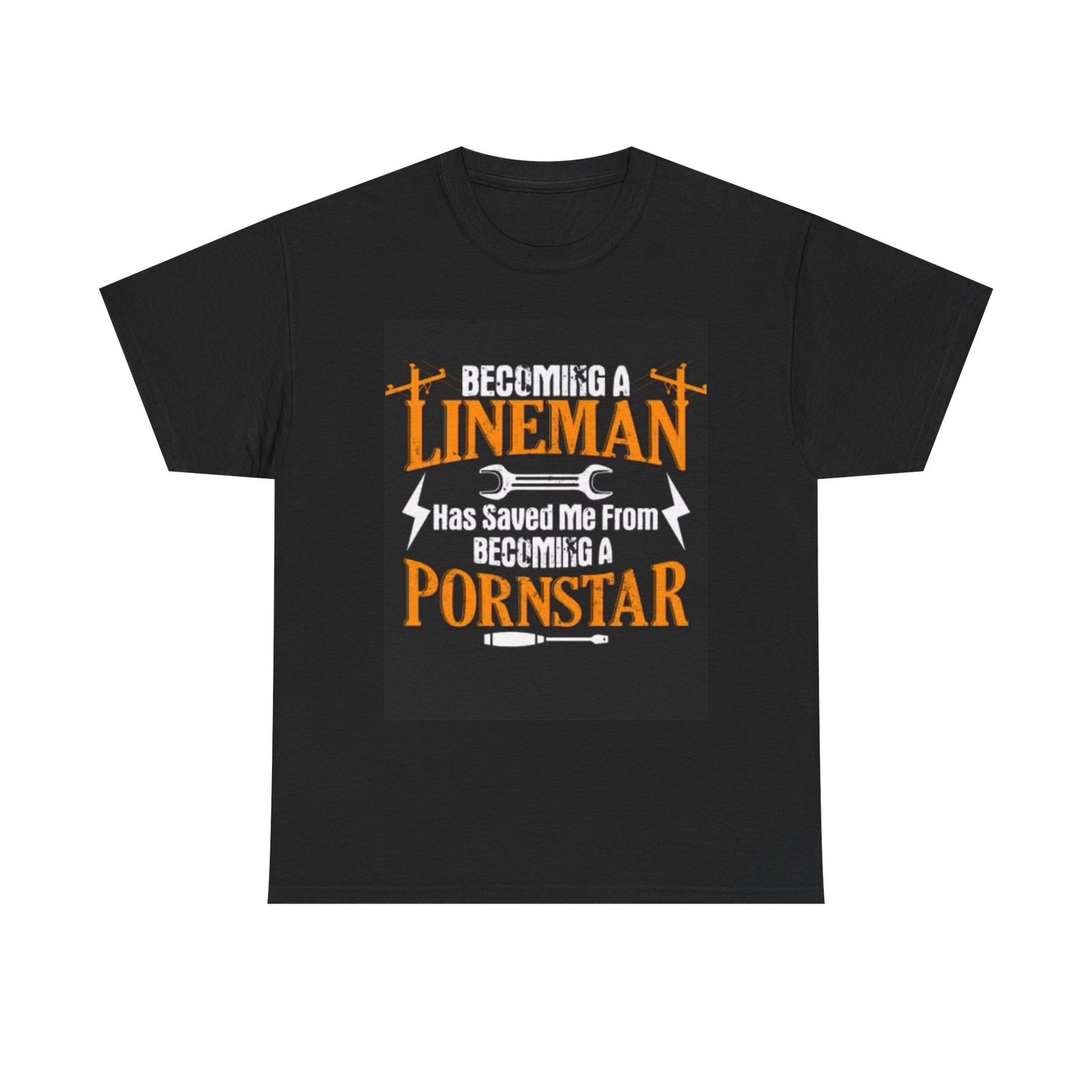 Funny Lineman Graphic T Shirt Retro Funny Gift Pornstar Unisex Heavy Cotton Tee