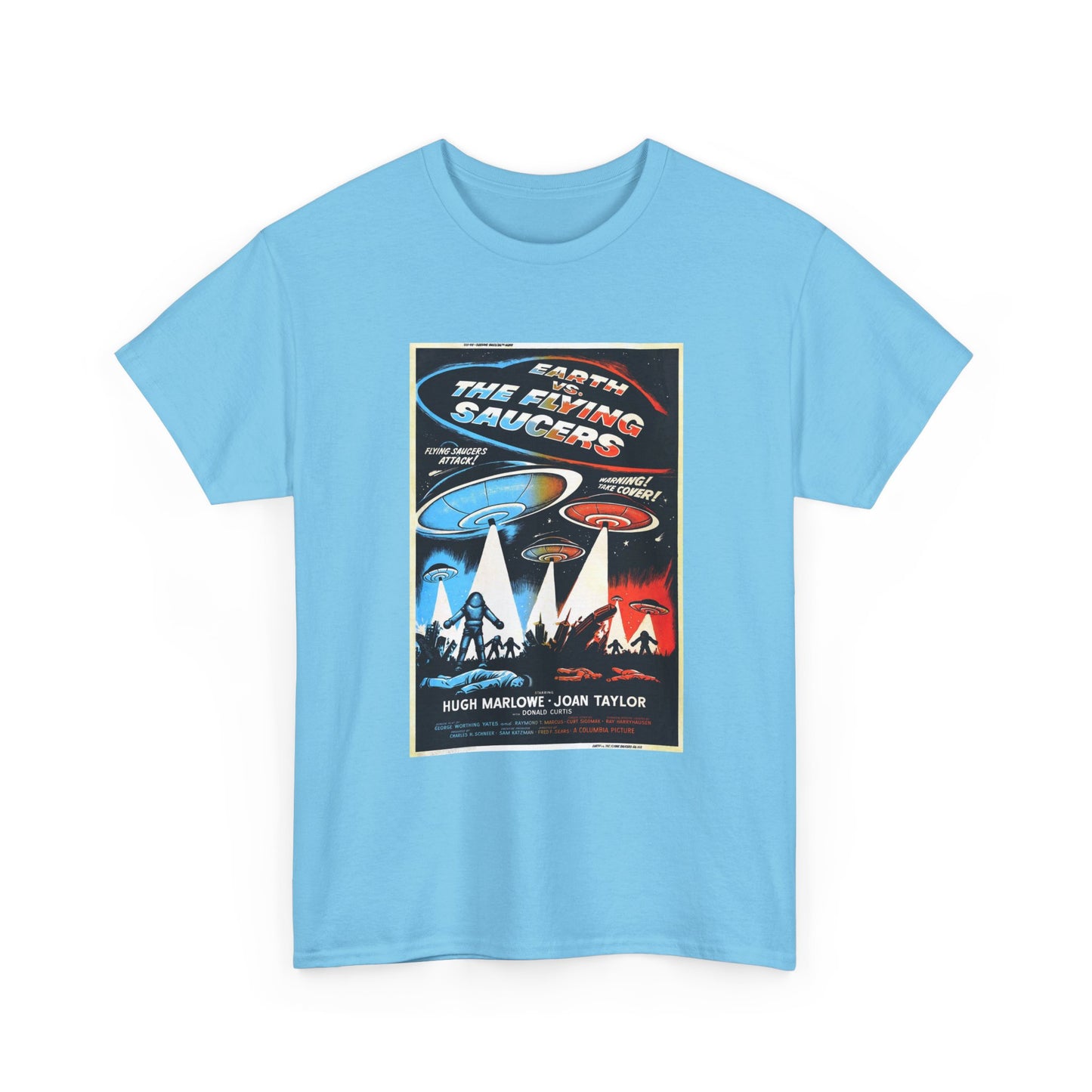 Earth vs Flying Saucers Tshirt Vintage Movie Poster Unisex Heavy Cotton Tee