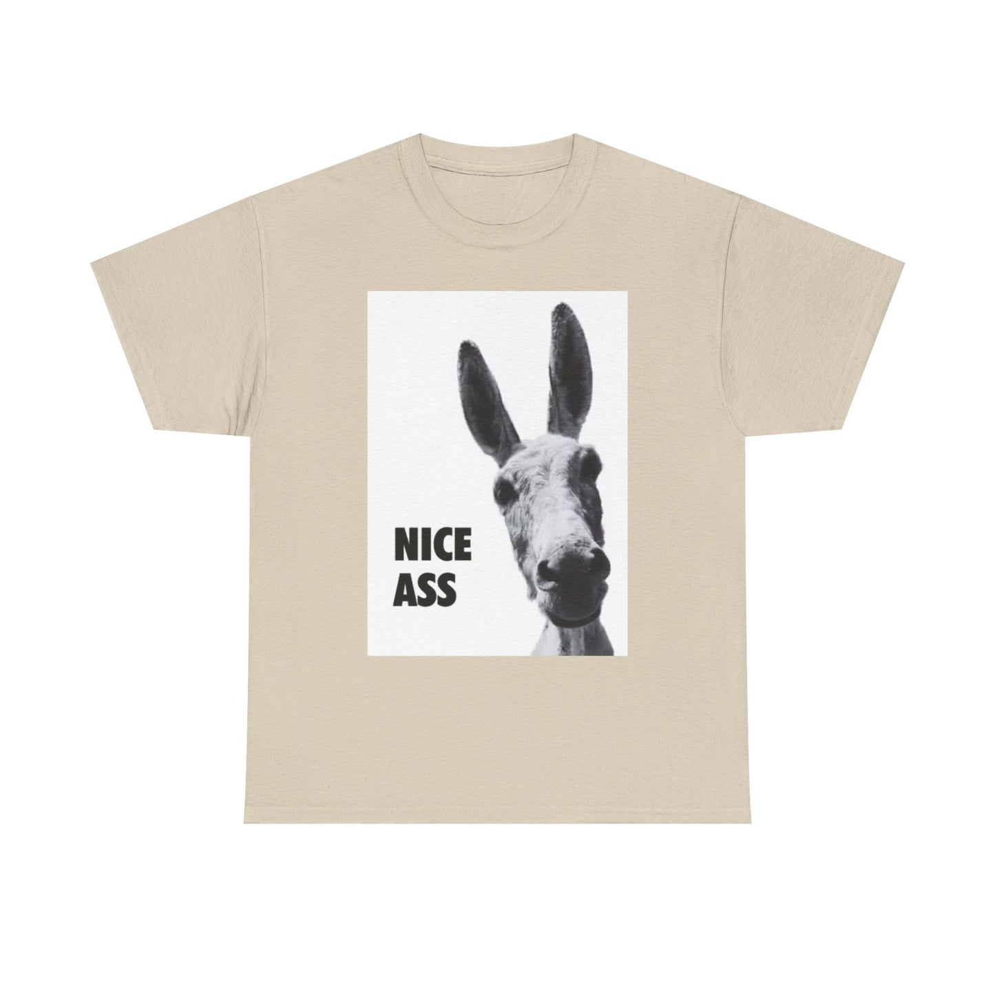 Nice Ass T Shirt Funny Donkey Animal Jokes Comedy Gift Unisex Heavy Cotton Tee