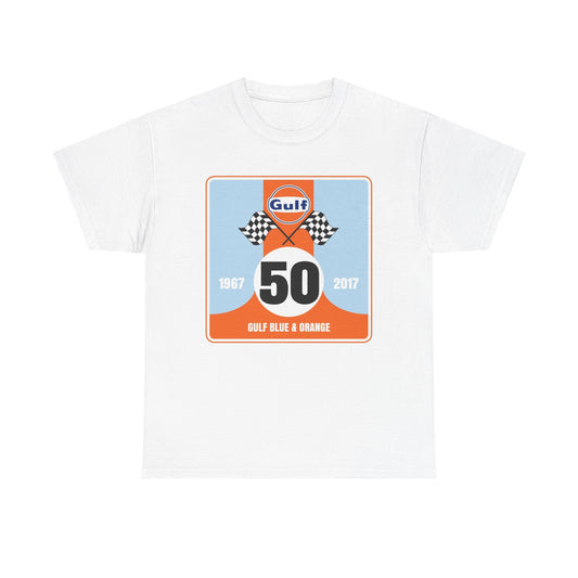 Gulf Racing Graphic T Shirt Vintage Unisex Heavy Cotton Tee