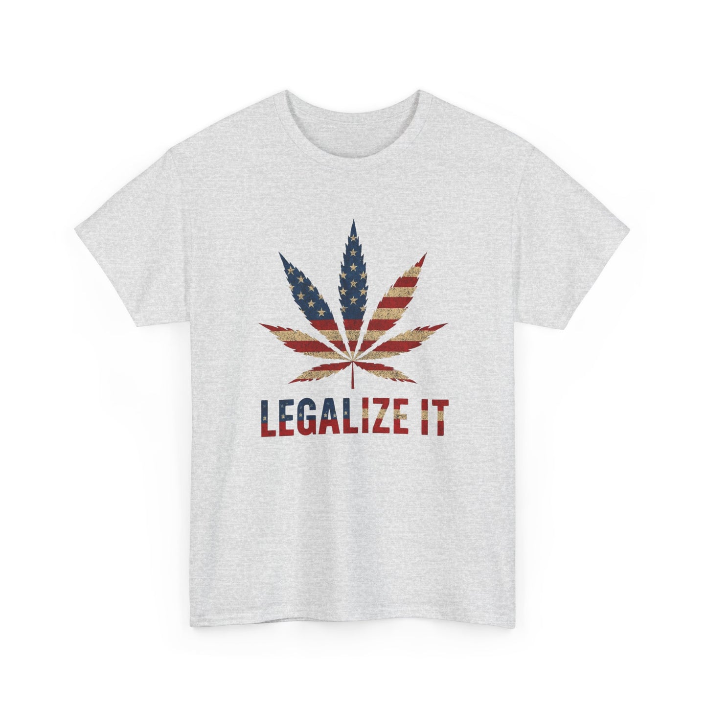 Legalize It American Flag Weed Leaf Graphic T Shirt Unisex Heavy Cotton Tee Gift