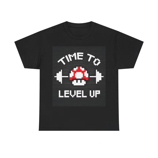 Time to level Up Tshirt GYM Gear Workout Lifting Unisex Heavy Cotton Tee