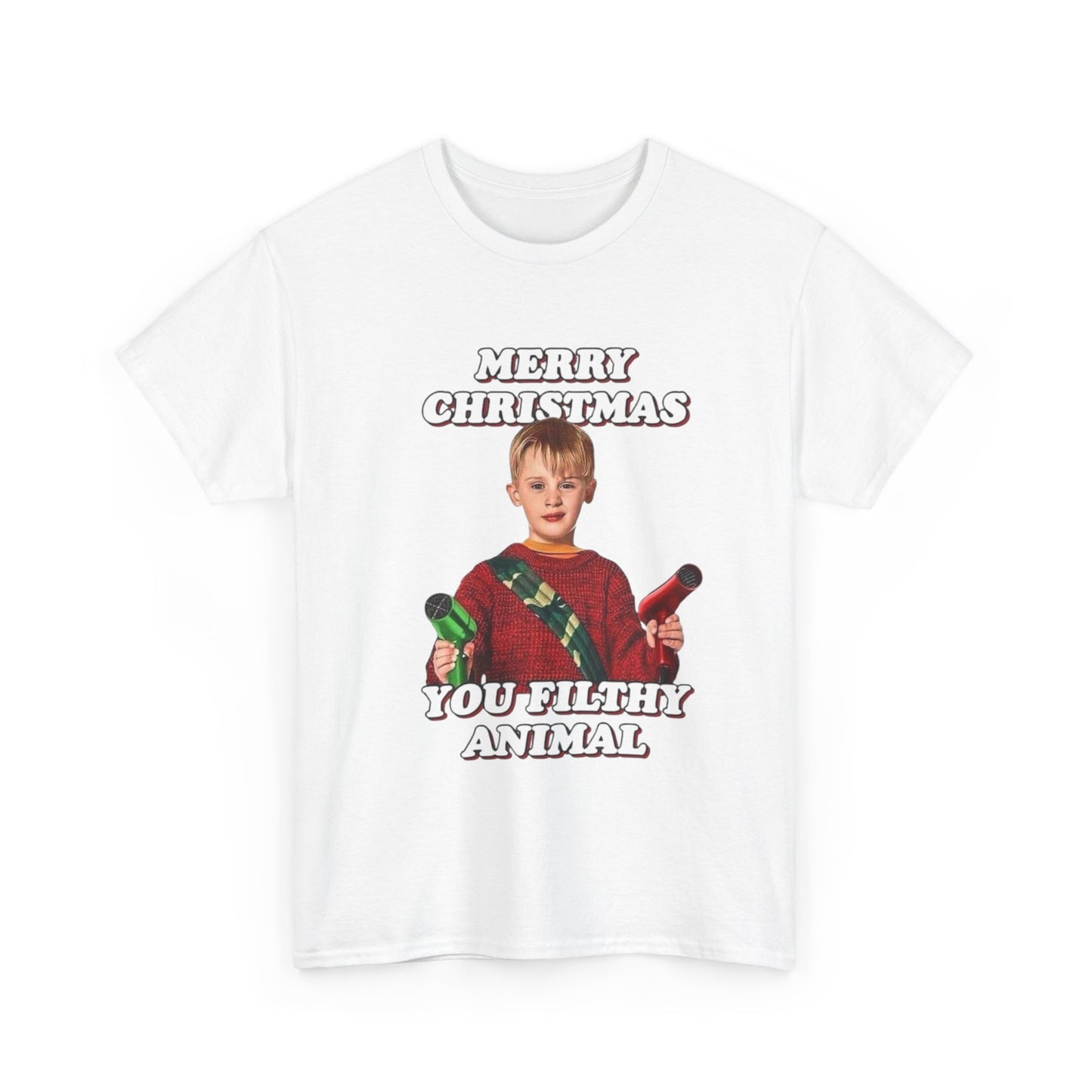 Merry Christmas You Filthy Animals Graphic T Shirt Home Alone Funny Tee