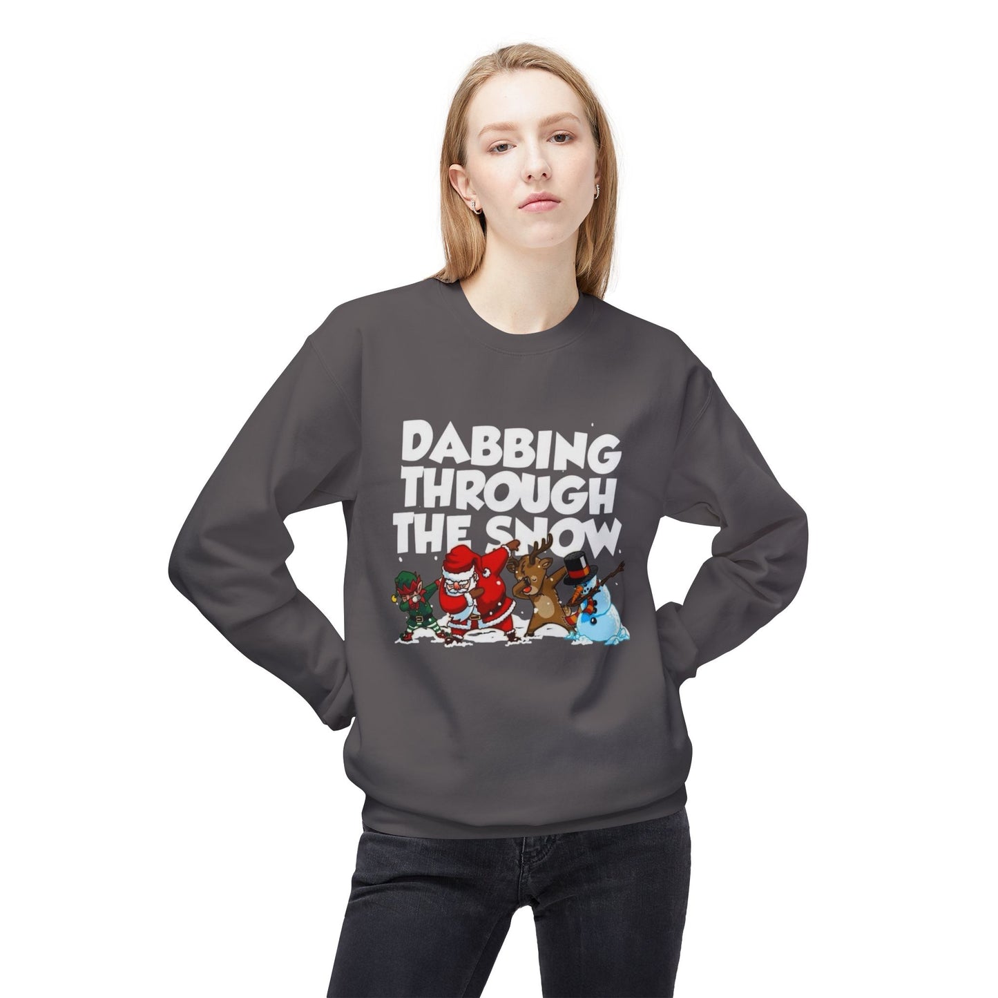 Dabbing Through The Snow Funny Sweater NEW Unisex Fleece Crewneck Sweatshirt