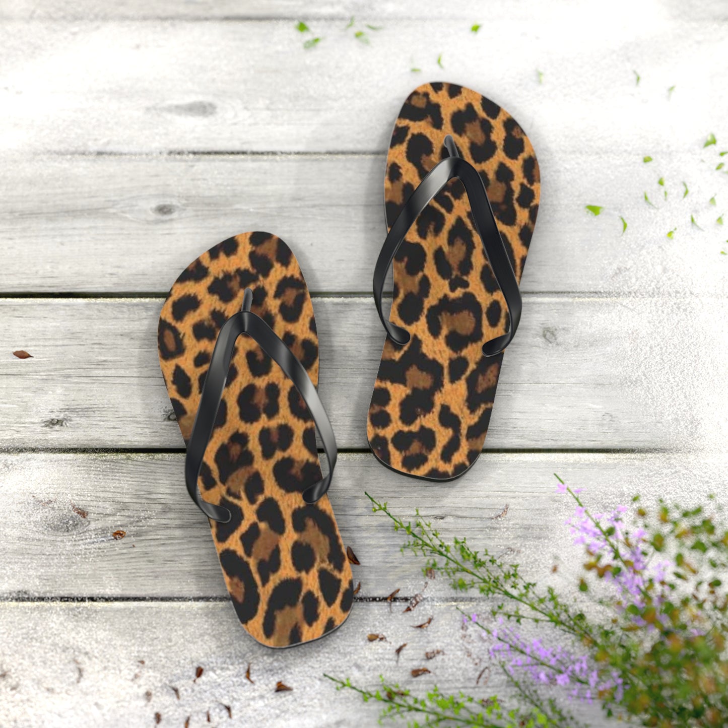 Cheetah Print Beach Sandals, Slides for Summer, Flip Flops, Water Resistant