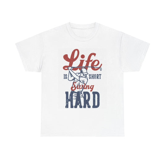 Life Is Short Swing Hard Graphic T Shirt Retro Golf Unisex Heavy Cotton Tee