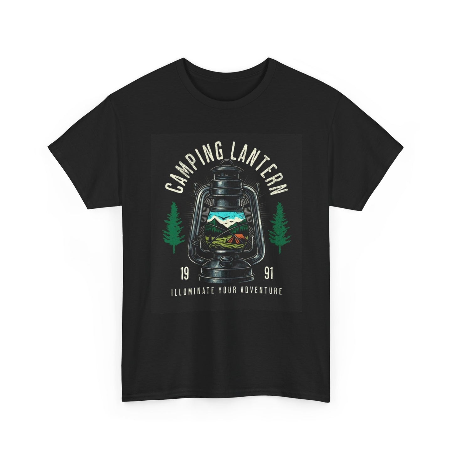 Camping Lantern Graphic T Shirt Outdoors Unisex Heavy Cotton Tee
