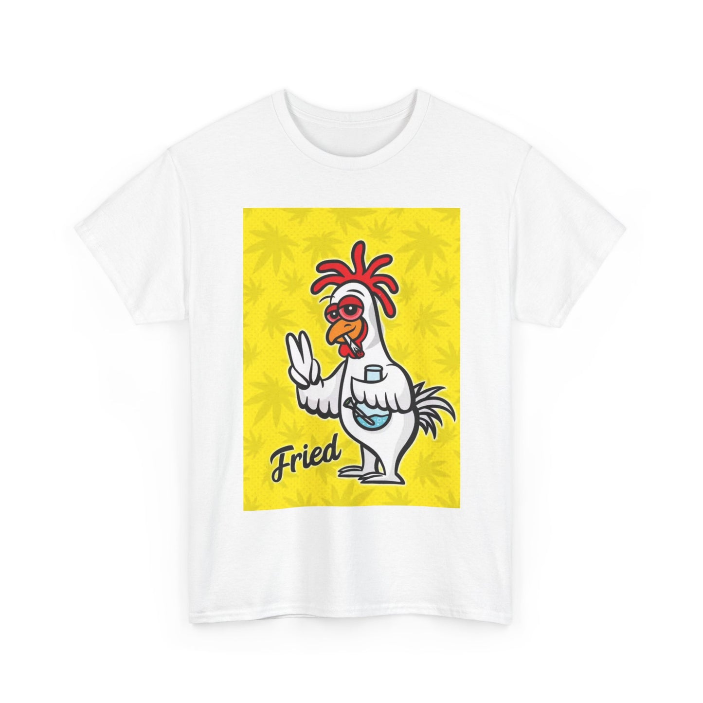 Fried Chicken Tshirt Funny Weed Graphic Bong 420 Unisex Heavy Cotton Tee