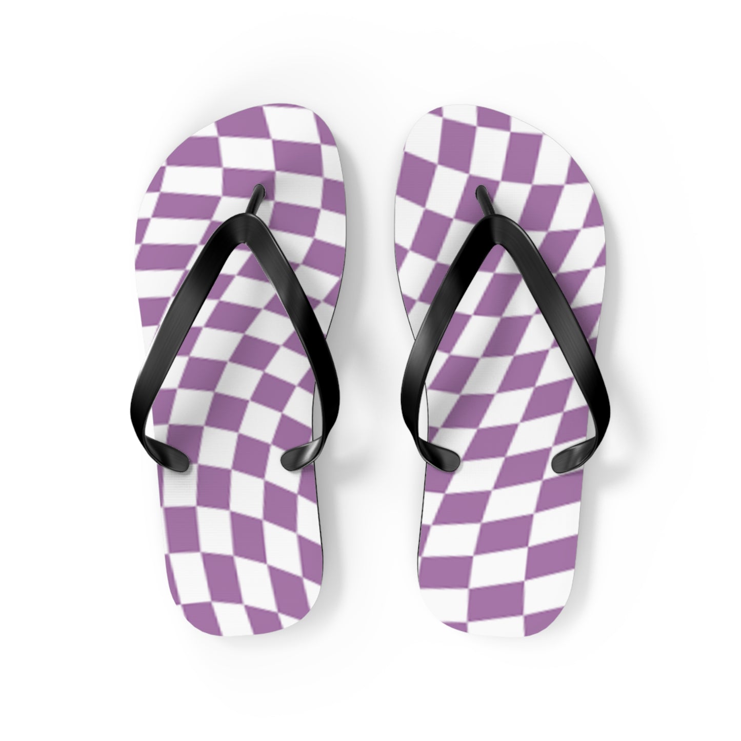 Wavy Checkered Purple Sandals, Beach Shoes, Vacation Flip Flops, Pool Slides