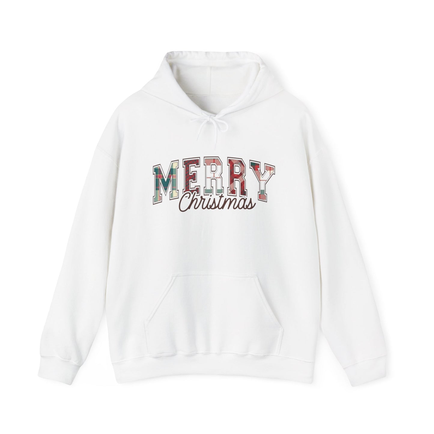 Plaid Merry Christmas Graphic Hoodie Unisex Heavy Blend™ Hooded Sweatshirt
