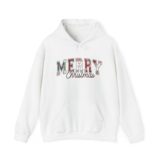Plaid Merry Christmas Graphic Hoodie Unisex Heavy Blend™ Hooded Sweatshirt