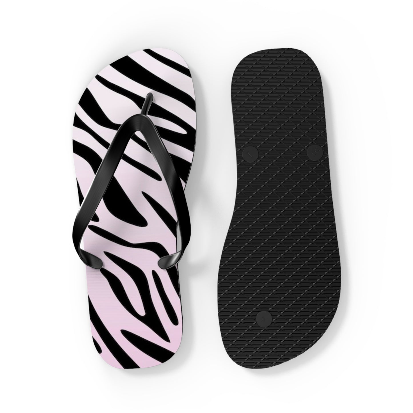 Zebra Print Beach Sandals, Slides for Summer, Flip Flops, Water Resistant