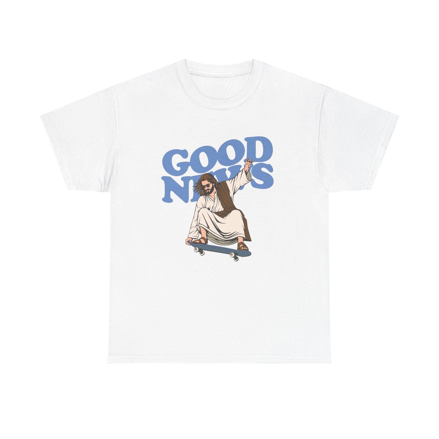 Good News Jesus Skateboarding Graphic T Shirt Men's Heavy Cotton Tee - Quality - Modern True to Size