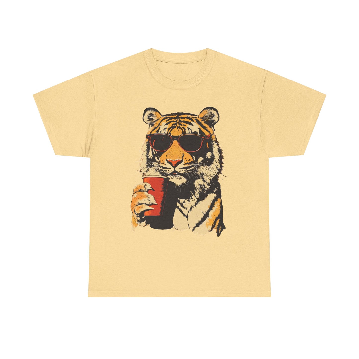Chill Out Party Tiger Retro Graphic T Shirt Regular Men's Heavy Cotton Tee