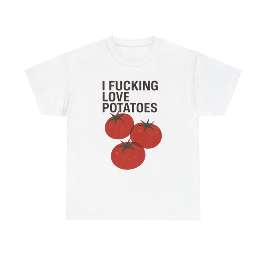 I Love Potatoes Funny Jokes Graphic T Shirt Unisex Heavy Cotton Tee Gift Vintage
