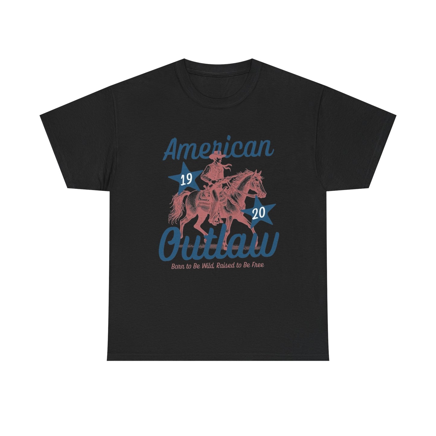 American Outlaw Horse Graphic T Shirt Unisex Heavy Cotton Tee