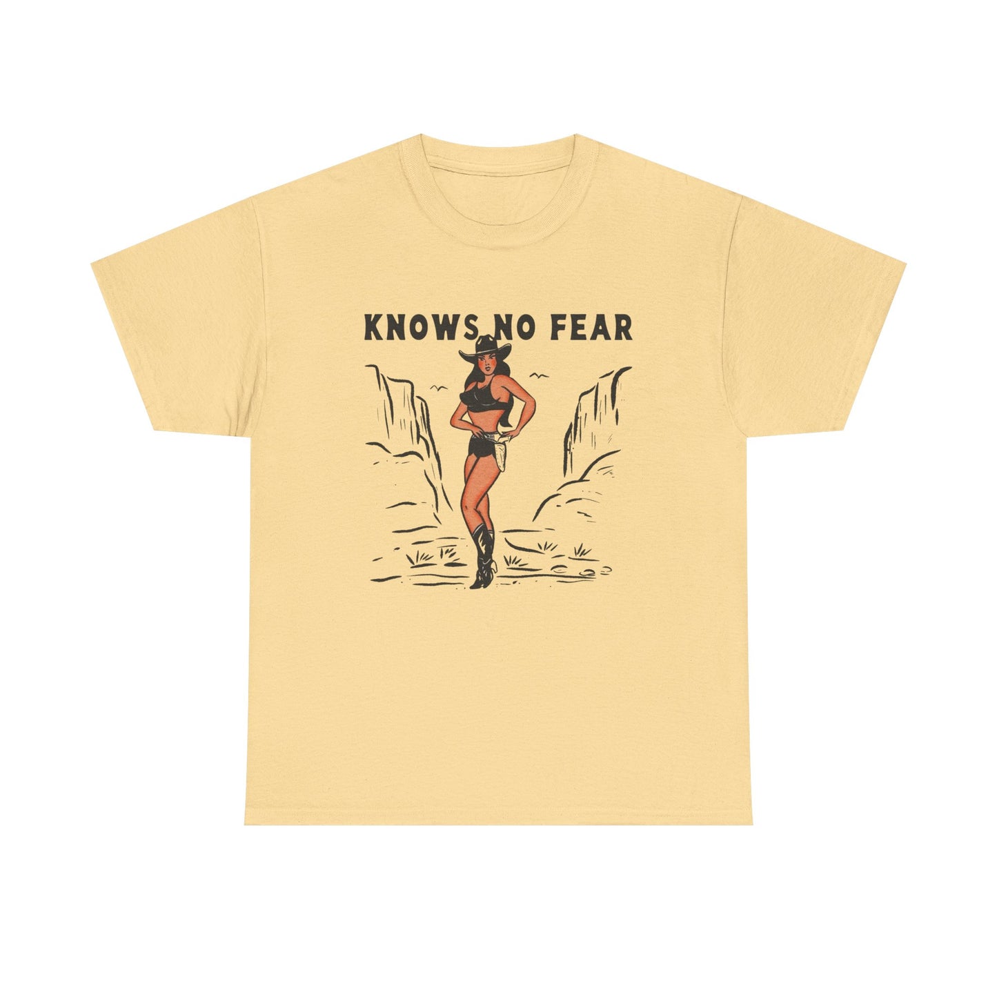 Cowgirl Knows No Fear Graphic T-Shirt Cotton Tee New Gift Vintage