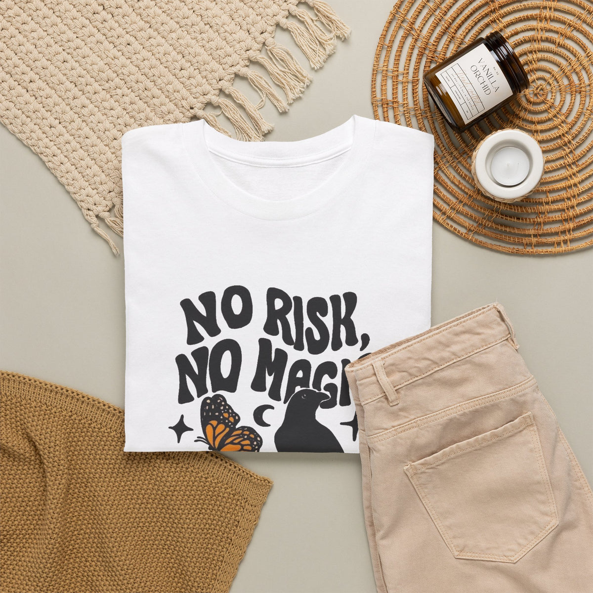 No Risk No Magic Graphic T Shirt Men's Heavy Cotton Tee