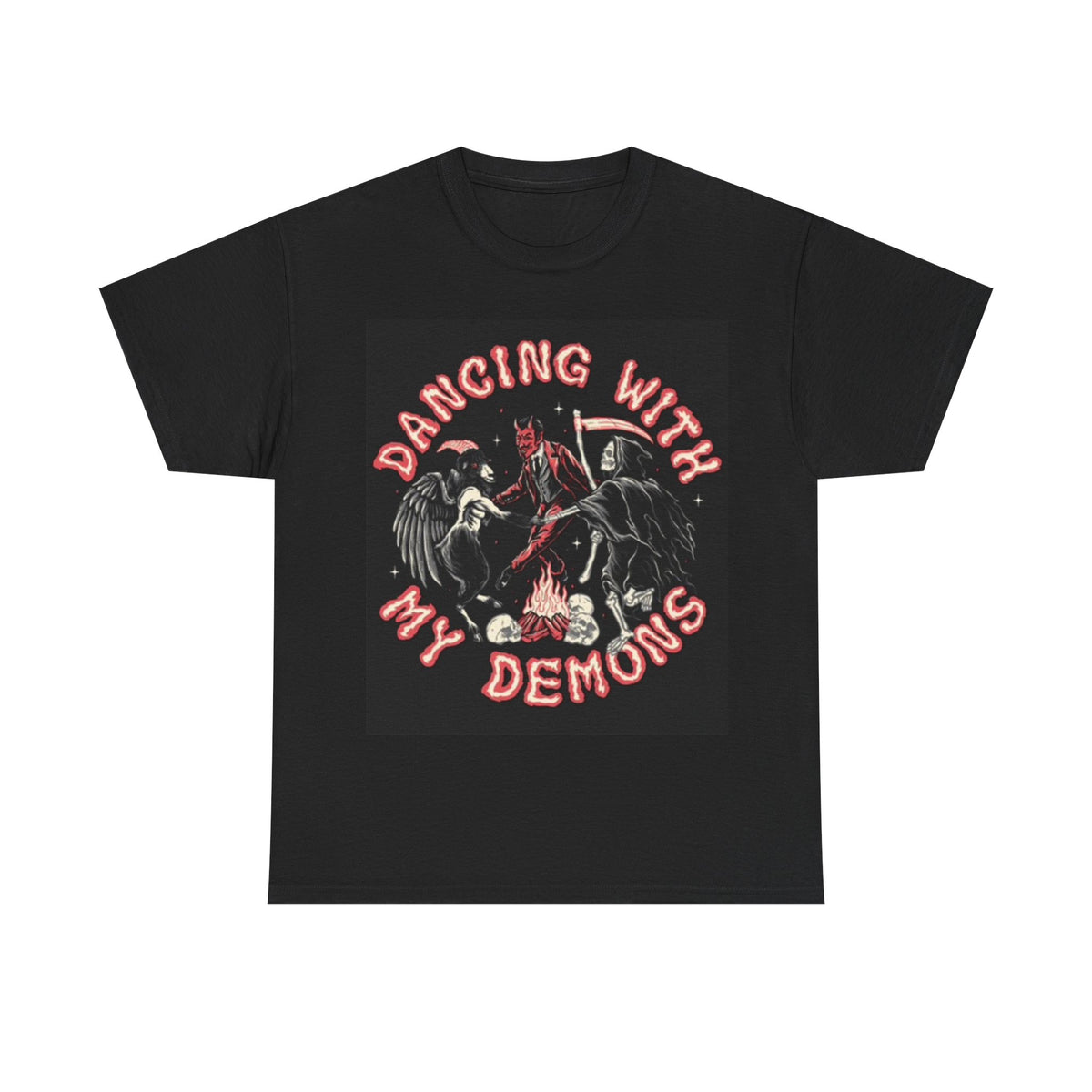 Dancing With My Demons Shirt Funny Devil Graphic Unisex Heavy Cotton Tee
