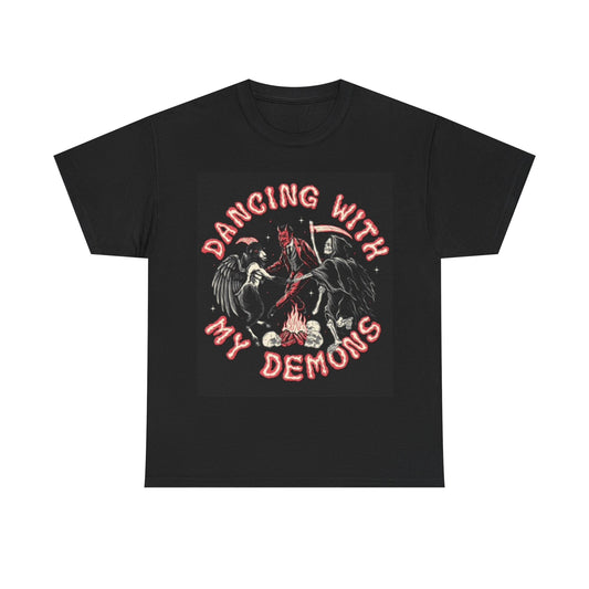 Dancing With My Demons Shirt Funny Devil Graphic Unisex Heavy Cotton Tee