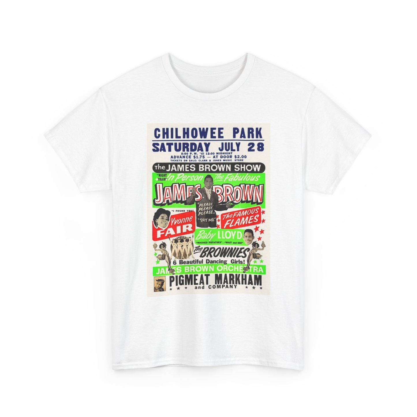 James Brown Graphic T Shirt Vintage Show Unisex Heavy Cotton Tee