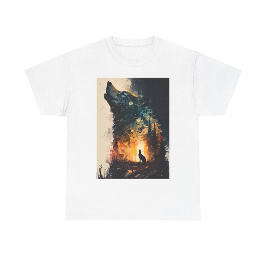 Howling Wolf Tshirt Funny Animal Lover Gift Unisex Heavy Cotton Tee