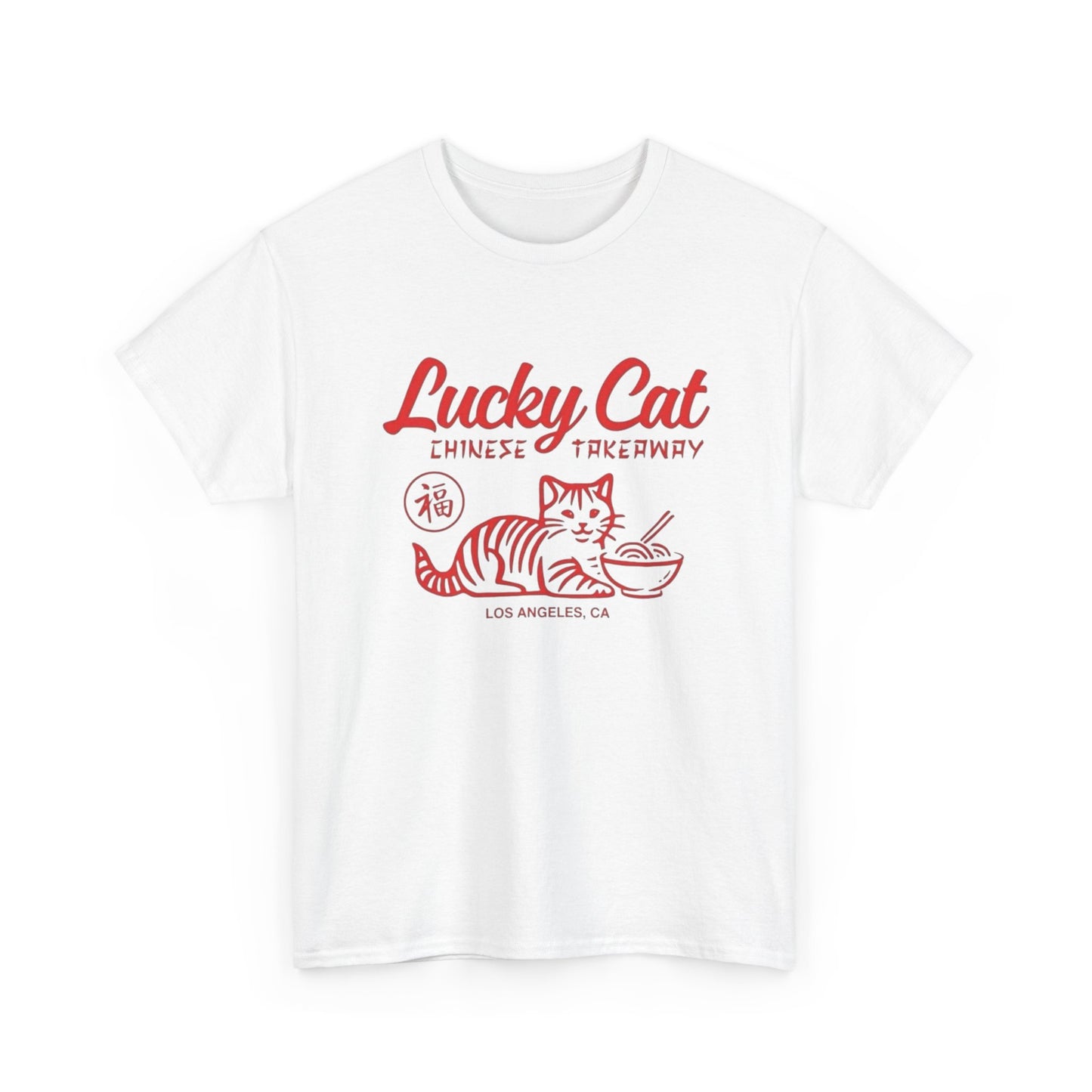 Lucky Cat Chinese Takeaway Graphic T Shirt NEW ADULT TEE Cotton