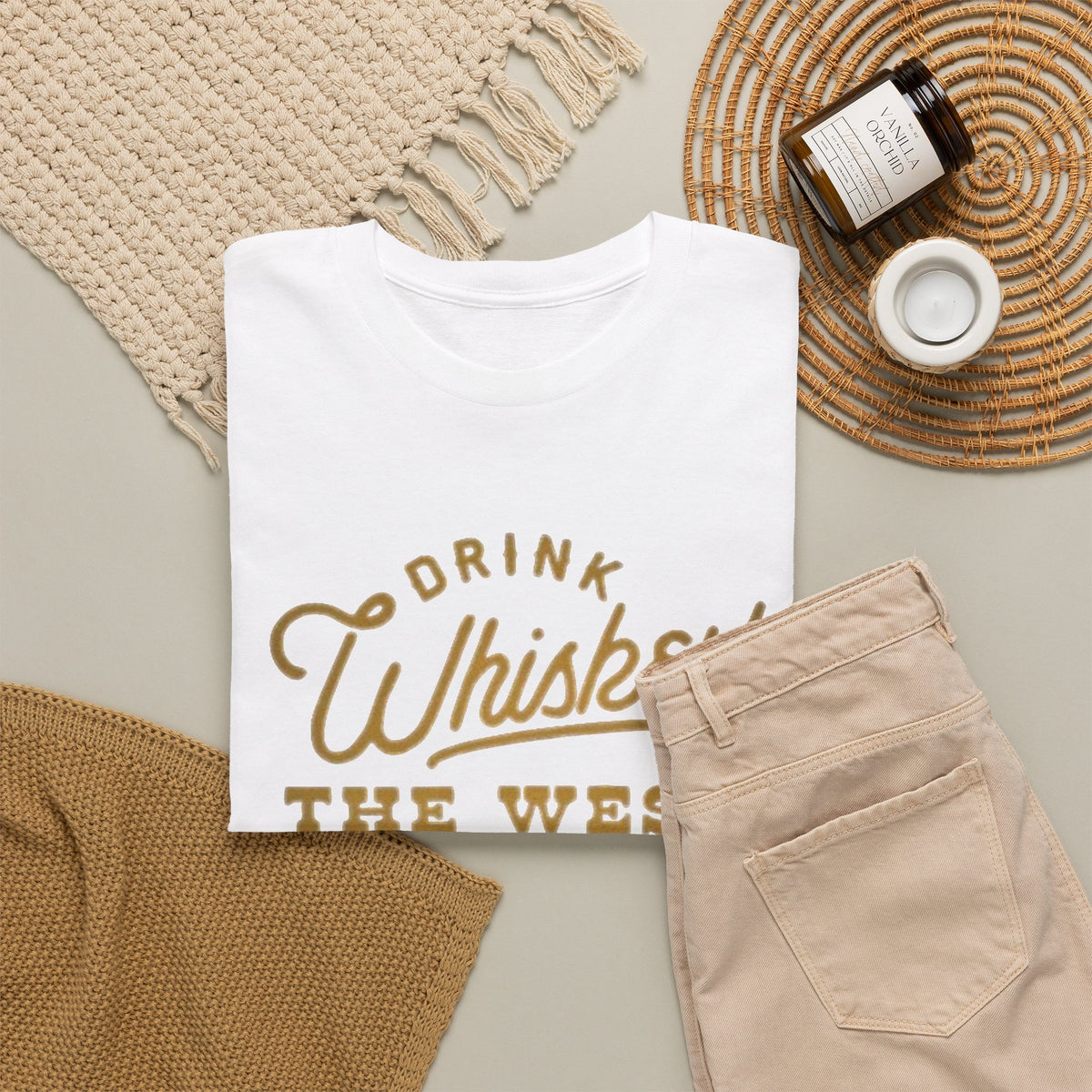 Drink Whiskey Graphic T Shirt Men's Classic Retro Heavy Cotton Tee