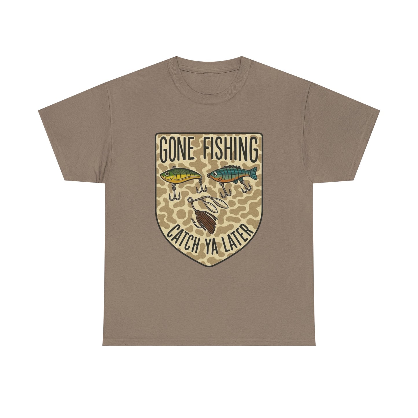 Gone Fishing Catch Ya Later Graphic T Shirt Unisex Heavy Cotton Tee GIFT