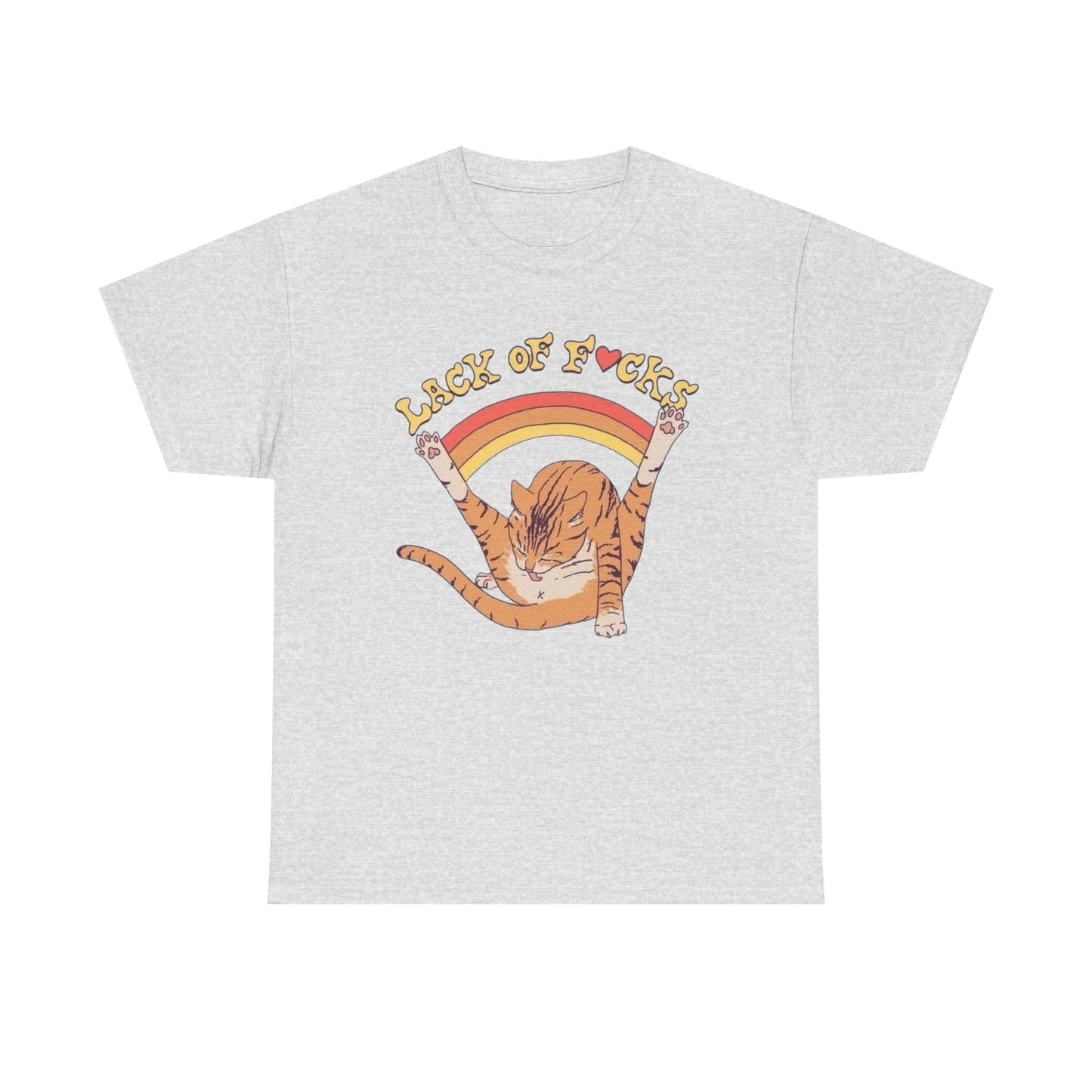 Lack Of Cares Funny Cat Rainbow Graphic T Shirt NEW Adult Tee