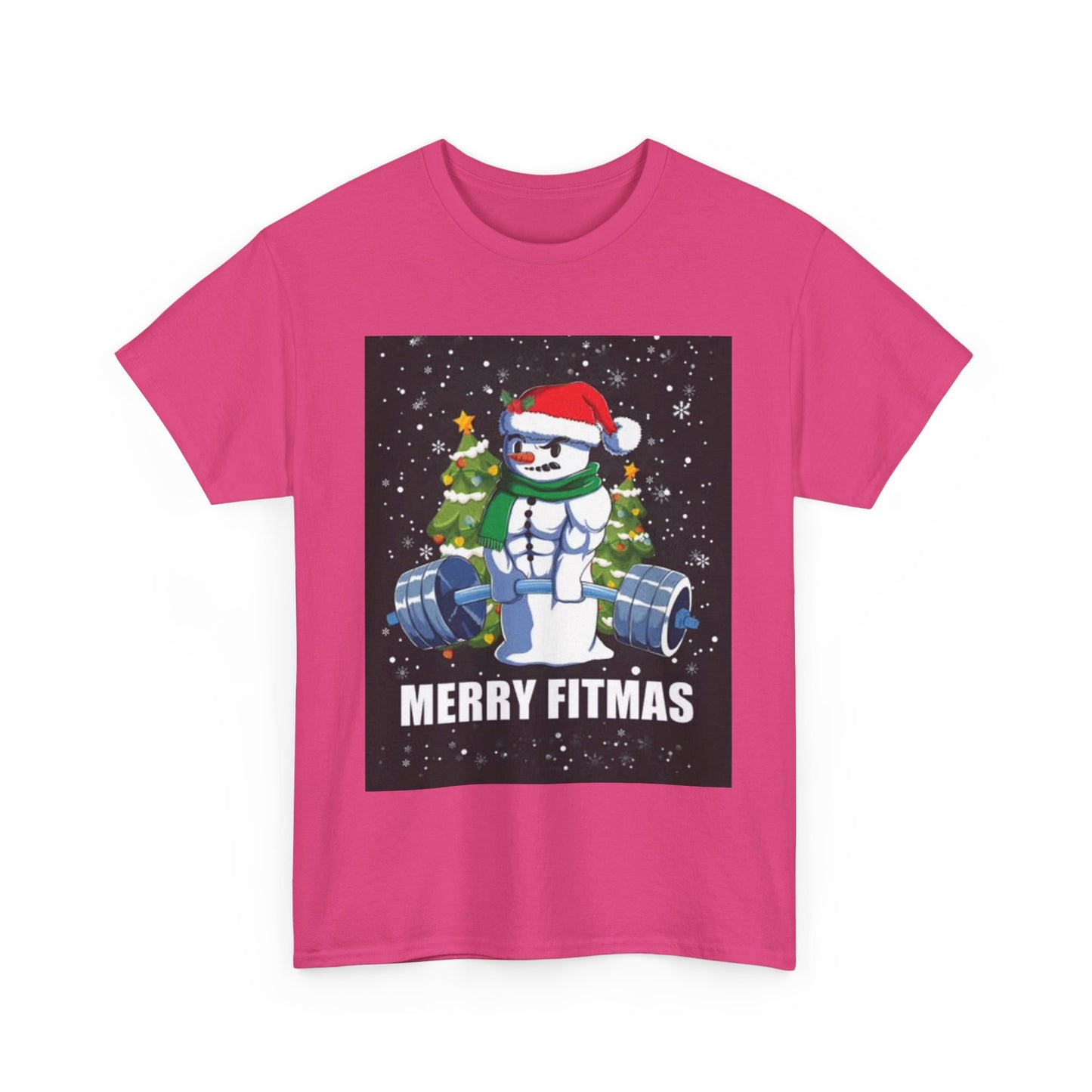 Merry Fitmas Shirt Funny Gym Snowman Christmas Gym Unisex Heavy Cotton Tee