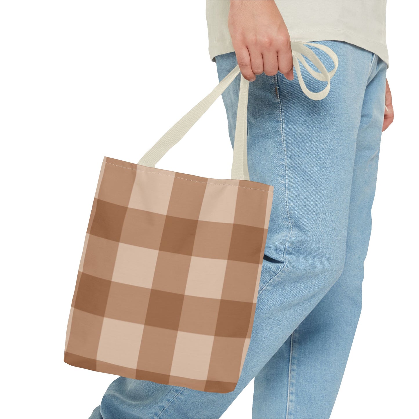 Brown Checkered All Over Print BRAND NEW Purse - Pocketbook - Travel Tote Bag