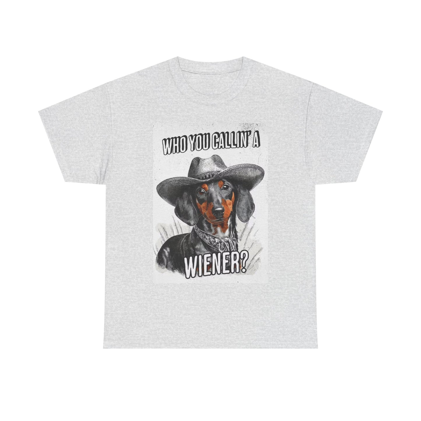 Funny Dog Tshirt Weiner Dog Cowboy Graphic comedy Unisex Heavy Cotton Tee