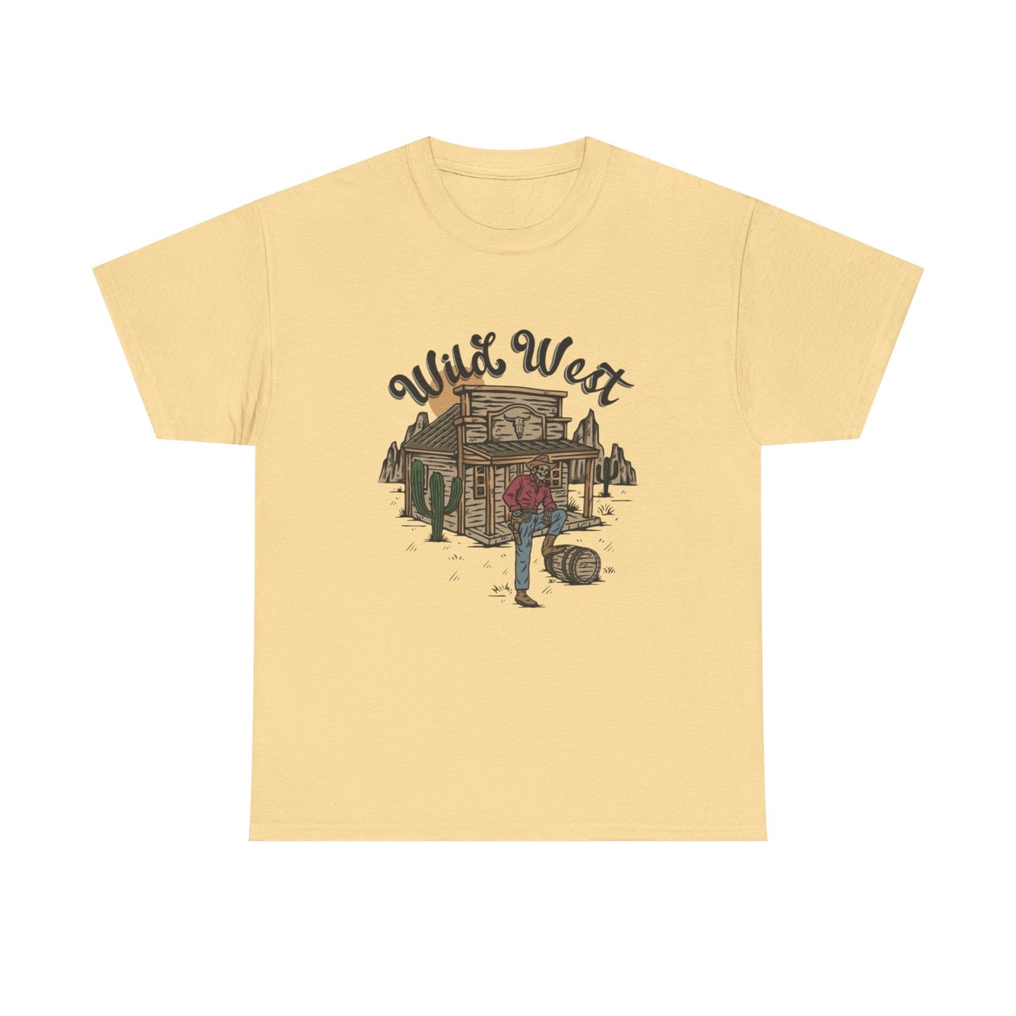 Wild West Skeleton Graphic T Shirt Unisex Heavy Cotton Tee New Gift